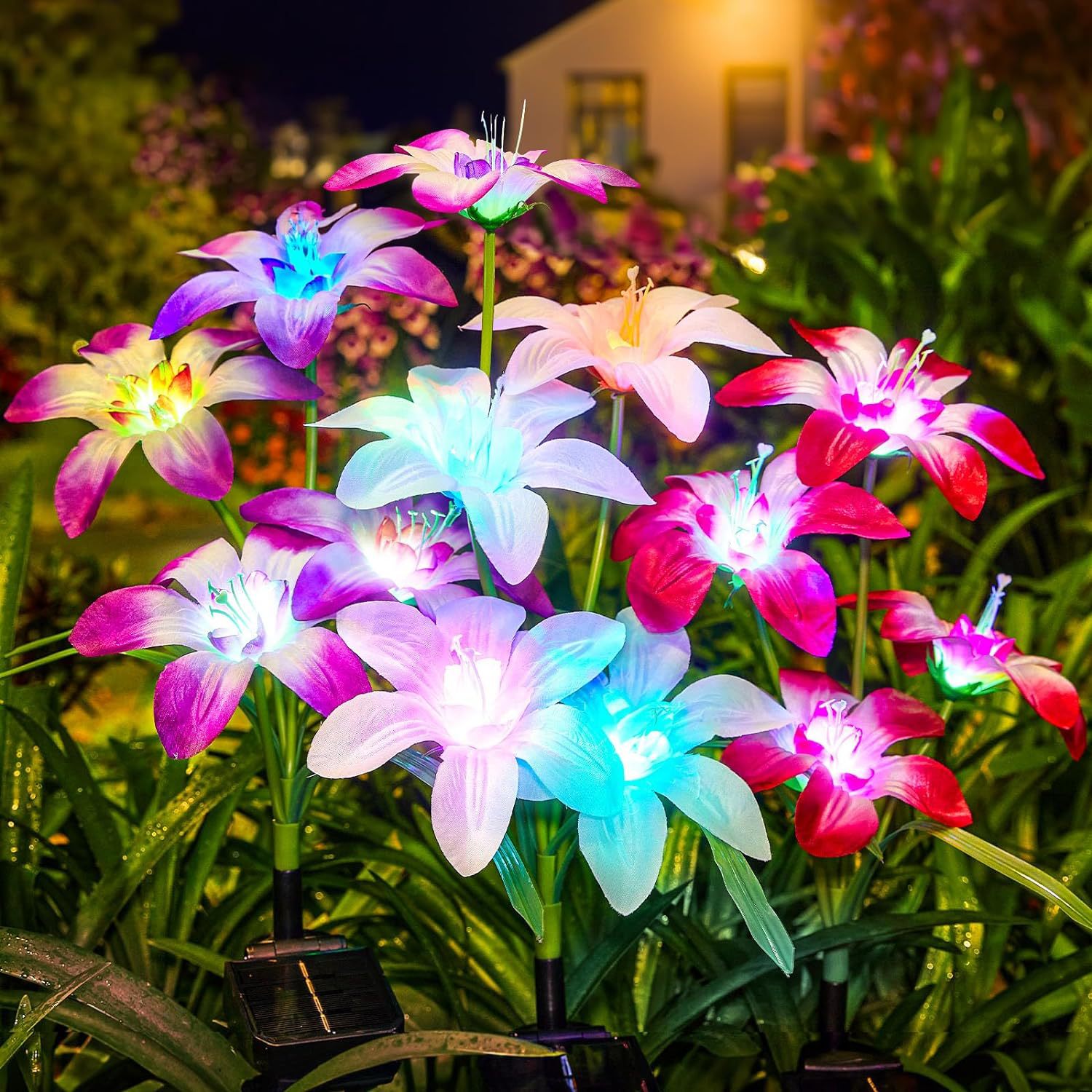 Colorful LED Solar Waterproof Lily Lights