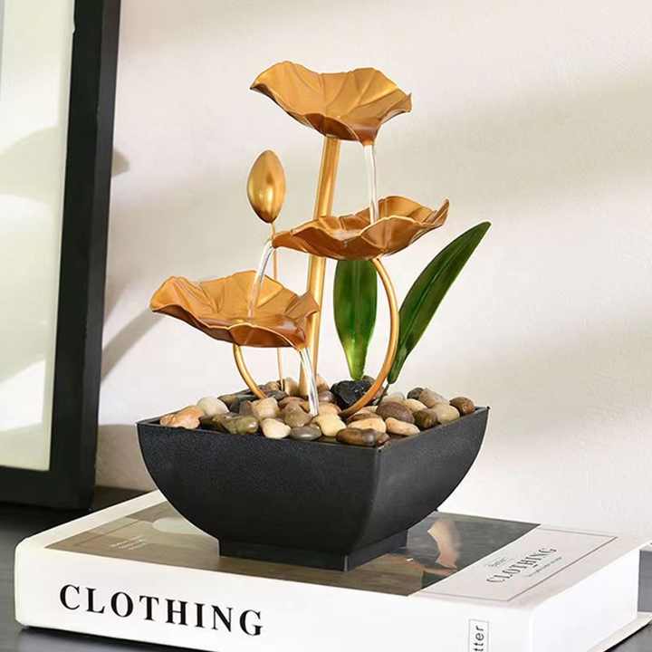 Indoor decorative asian-inspired 3-tier design tabletop water fall fountain 