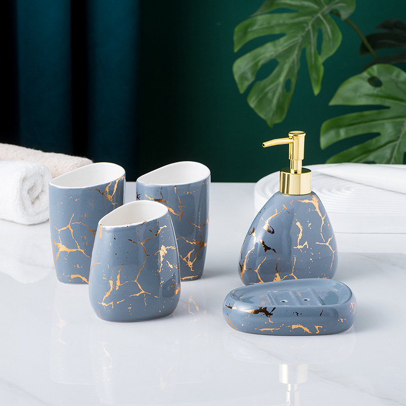 Nordic Home Decor Golden Texture Bathroom set 