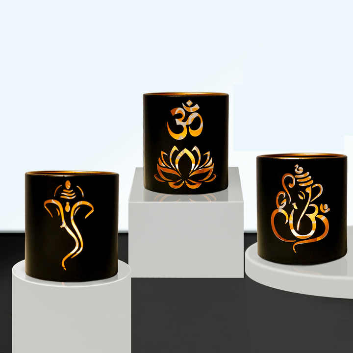 Shadow Lotus Design Tealight Candle Holder